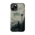 Seattle 2026 Tough Phone Case — Space Needle Mist Forest Protective Cover
