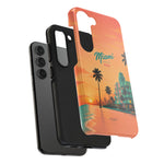 Miami Sunset Tough Phone Case — Retro Palm Beach Phone Cover (Includes “Miami 2026” Text)