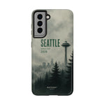 Seattle 2026 Tough Phone Case — Space Needle Mist Forest Protective Cover