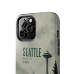 Seattle 2026 Tough Phone Case — Space Needle Mist Forest Protective Cover