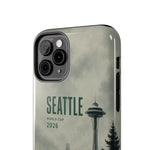 Seattle 2026 Tough Phone Case — Space Needle Mist Forest Protective Cover
