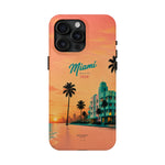 Miami Sunset Tough Phone Case — Retro Palm Beach Phone Cover (Includes “Miami 2026” Text)