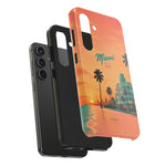 Miami Sunset Tough Phone Case — Retro Palm Beach Phone Cover (Includes “Miami 2026” Text)