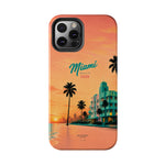 Miami Sunset Tough Phone Case — Retro Palm Beach Phone Cover (Includes “Miami 2026” Text)