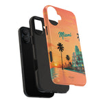 Miami Sunset Tough Phone Case — Retro Palm Beach Phone Cover (Includes “Miami 2026” Text)