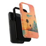 Miami Sunset Tough Phone Case — Retro Palm Beach Phone Cover (Includes “Miami 2026” Text)