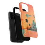 Miami Sunset Tough Phone Case — Retro Palm Beach Phone Cover (Includes “Miami 2026” Text)