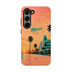 Miami Sunset Tough Phone Case — Retro Palm Beach Phone Cover (Includes “Miami 2026” Text)