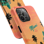 Miami Sunset Tough Phone Case — Retro Palm Beach Phone Cover (Includes “Miami 2026” Text)