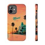 Miami Sunset Tough Phone Case — Retro Palm Beach Phone Cover (Includes “Miami 2026” Text)