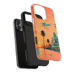 Miami Sunset Tough Phone Case — Retro Palm Beach Phone Cover (Includes “Miami 2026” Text)
