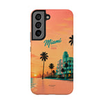 Miami Sunset Tough Phone Case — Retro Palm Beach Phone Cover (Includes “Miami 2026” Text)