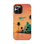 Miami Sunset Tough Phone Case — Retro Palm Beach Phone Cover (Includes “Miami 2026” Text)