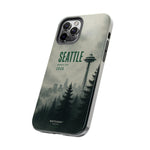 Seattle 2026 Tough Phone Case — Space Needle Mist Forest Protective Cover