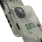Seattle 2026 Tough Phone Case — Space Needle Mist Forest Protective Cover