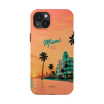 Miami Sunset Tough Phone Case — Retro Palm Beach Phone Cover (Includes “Miami 2026” Text)