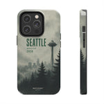 Seattle 2026 Tough Phone Case — Space Needle Mist Forest Protective Cover