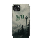 Seattle 2026 Tough Phone Case — Space Needle Mist Forest Protective Cover