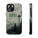 Seattle 2026 Tough Phone Case — Space Needle Mist Forest Protective Cover