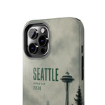 Seattle 2026 Tough Phone Case — Space Needle Mist Forest Protective Cover