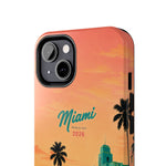 Miami Sunset Tough Phone Case — Retro Palm Beach Phone Cover (Includes “Miami 2026” Text)