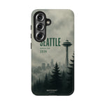 Seattle 2026 Tough Phone Case — Space Needle Mist Forest Protective Cover