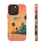 Miami Sunset Tough Phone Case — Retro Palm Beach Phone Cover (Includes “Miami 2026” Text)