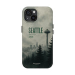 Seattle 2026 Tough Phone Case — Space Needle Mist Forest Protective Cover