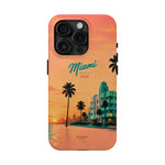 Miami Sunset Tough Phone Case — Retro Palm Beach Phone Cover (Includes “Miami 2026” Text)