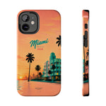 Miami Sunset Tough Phone Case — Retro Palm Beach Phone Cover (Includes “Miami 2026” Text)