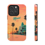Miami Sunset Tough Phone Case — Retro Palm Beach Phone Cover (Includes “Miami 2026” Text)