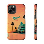 Miami Sunset Tough Phone Case — Retro Palm Beach Phone Cover (Includes “Miami 2026” Text)