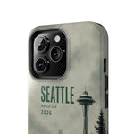 Seattle 2026 Tough Phone Case — Space Needle Mist Forest Protective Cover