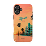 Miami Sunset Tough Phone Case — Retro Palm Beach Phone Cover (Includes “Miami 2026” Text)