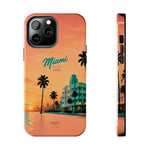Miami Sunset Tough Phone Case — Retro Palm Beach Phone Cover (Includes “Miami 2026” Text)