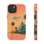 Miami Sunset Tough Phone Case — Retro Palm Beach Phone Cover (Includes “Miami 2026” Text)