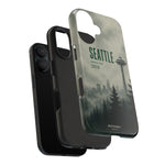 Seattle 2026 Tough Phone Case — Space Needle Mist Forest Protective Cover