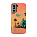 Miami Sunset Tough Phone Case — Retro Palm Beach Phone Cover (Includes “Miami 2026” Text)