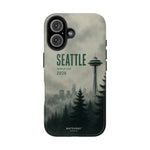 Seattle 2026 Tough Phone Case — Space Needle Mist Forest Protective Cover