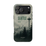 Seattle 2026 Tough Phone Case — Space Needle Mist Forest Protective Cover