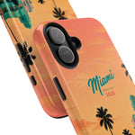 Miami Sunset Tough Phone Case — Retro Palm Beach Phone Cover (Includes “Miami 2026” Text)