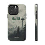 Seattle 2026 Tough Phone Case — Space Needle Mist Forest Protective Cover