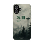 Seattle 2026 Tough Phone Case — Space Needle Mist Forest Protective Cover