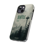 Seattle 2026 Tough Phone Case — Space Needle Mist Forest Protective Cover