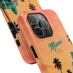 Miami Sunset Tough Phone Case — Retro Palm Beach Phone Cover (Includes “Miami 2026” Text)