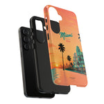 Miami Sunset Tough Phone Case — Retro Palm Beach Phone Cover (Includes “Miami 2026” Text)