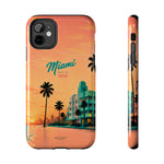 Miami Sunset Tough Phone Case — Retro Palm Beach Phone Cover (Includes “Miami 2026” Text)