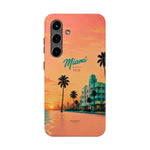 Miami Sunset Tough Phone Case — Retro Palm Beach Phone Cover (Includes “Miami 2026” Text)