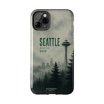 Seattle 2026 Tough Phone Case — Space Needle Mist Forest Protective Cover