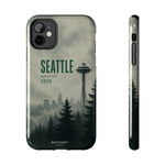 Seattle 2026 Tough Phone Case — Space Needle Mist Forest Protective Cover